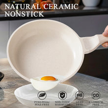 Load image into Gallery viewer, 8inch induction frying pan healthy non-toxic nonstick ceramic omelet pan featuring a heat-resistant handle, PFAS-free egg pan, with a sleek white finish skillet
