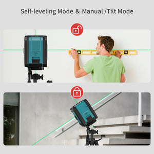 COYU Self-Leveling Cross Line Laser Level -Green Beam from Japan, 100ft Range, 360° Rotation, Carrying Pouch Included