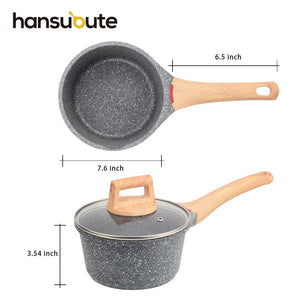 Hansubute Nonstick Induction Stone Coated Sauce Pan with Lid,Cooking Shovel  Included,Children Protection - hansubute cookware