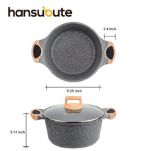 Load image into Gallery viewer, Hansubute Nonstick Induction Stone Coated Casserole Soup Pot with Soft Touch Handle and Glasee Lid ,Cooking Shovel Included - hansubute cookware
