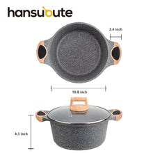 Load image into Gallery viewer, Hansubute Nonstick Induction Stone Coated Casserole Soup Pot with Soft Touch Handle and Glasee Lid ,Cooking Shovel Included - hansubute cookware

