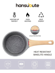 Hansubute Nonstick Induction Stone Coated Sauce Pan with Lid,Cooking Shovel  Included,Children Protection - hansubute cookware
