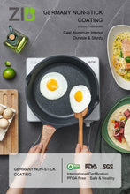 Load image into Gallery viewer, ZIB Induction Nonstick Frying Pan Skillet Stone Pan for Eggs Child Protection Function Granite Coating from Germany - hansubute cookware
